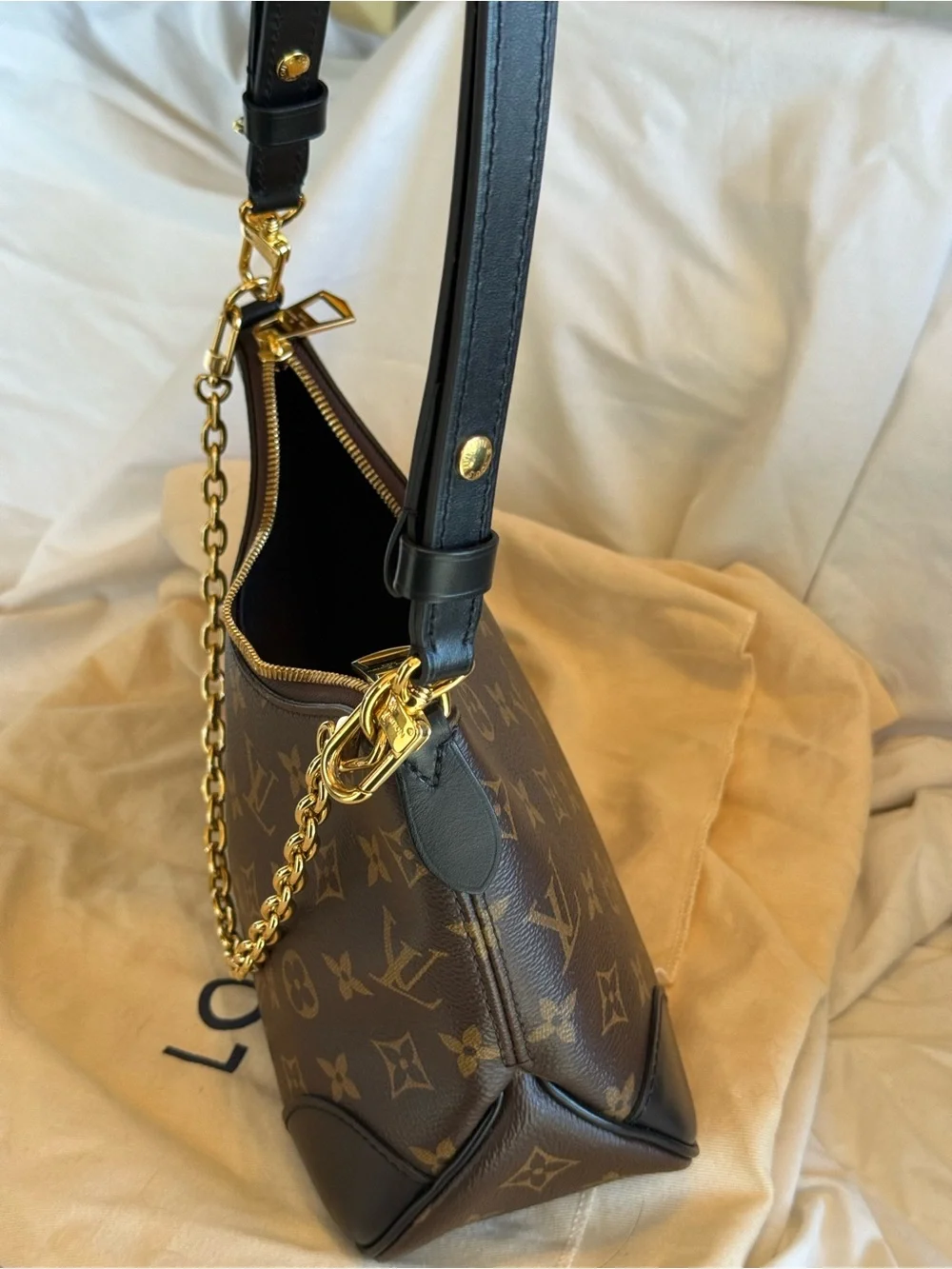 Louis Vuitton Brown Monogram Boulogne PM Shoulder Bag with Black Trim